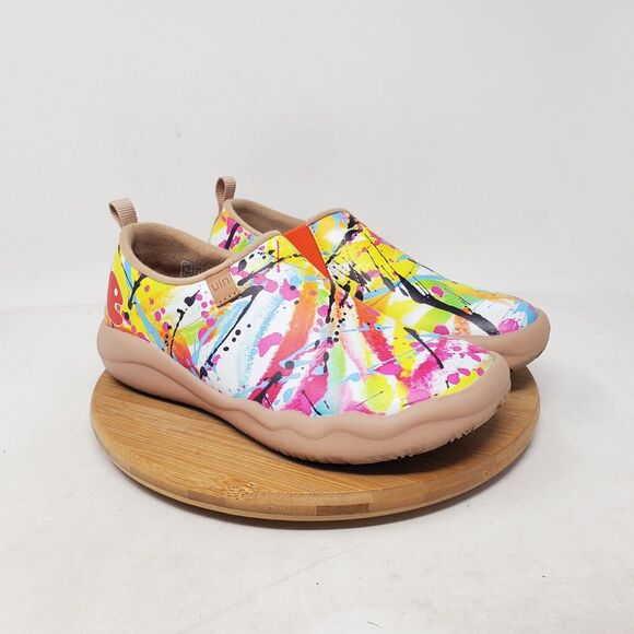 UIN Shoes Womens 5 Slip On Loafer Colorful Wearable Art Paint Splatter - Picture 2 of 12